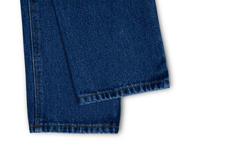 Close Up Of Denim Jeans Bottom Isolated On White Background.