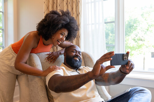 Black home style Lifestyle video call on mobile phone 