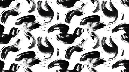 Abstract graffiti seamless pattern featuring airbrush effects and black acrylic paint strokes on white paper ideal for wallpaper design