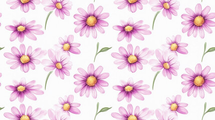 Obraz premium Watercolor chamomile flower seamless pattern offering vibrant floral decor for textiles and wallpapers