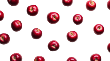 Red apples pattern on transparent background