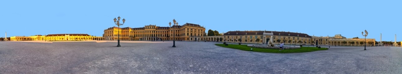 Panoramic view of the Schonbrunn Palace with a full 360 degree view, Vienna, Austria