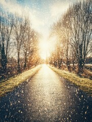 Obraz premium Winter Road in the Countryside