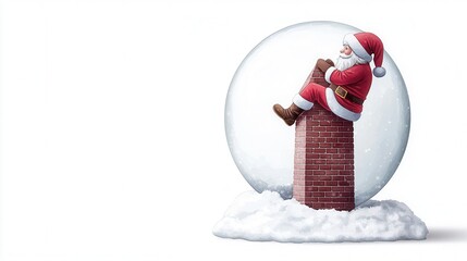 Santa Claus on Chimney with Snow Globe