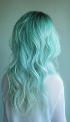 Obraz premium Gradient from blue to mint green with a subtle grainy texture, evoking a cool, refreshing feel