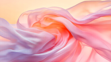 Fototapeta premium Ethereal Gossamer Fabric Dancing in the Wind Under a Soft Twilight Sky of Pastel Colors