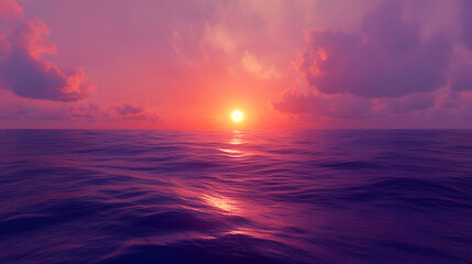 Obraz premium Capturing the Ineffable Beauty of a Sunset Over the Ocean in Vibrant Hues