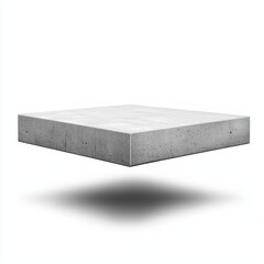 Concrete slab with shadow, floating on a white isolated background.