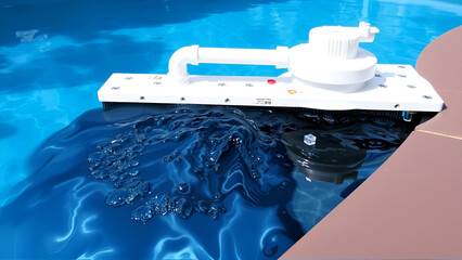 Clear the sand filter of the pool.Service and maintenance of the pool.Black wash filter tank of the pool.