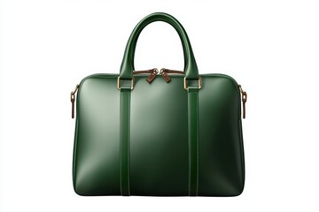 Elegant green leather handbag with stylish handles and zipper, perfect for daily use or special occasions.