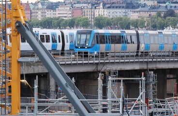 Train in the city center, Stockholm