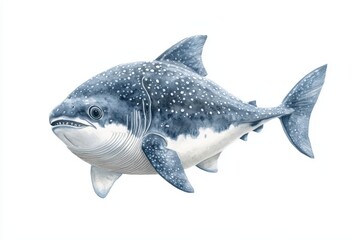 Obraz premium Illustration of a spotted fish swimming on a white isolated background.