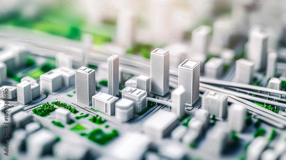 Poster futuristic cityscape at microscale top-down view for architectural visualization generative ai