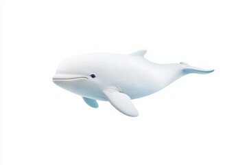 Fototapeta premium Stylized dolphin figurine on a white isolated background, showcasing elegance and grace in motion.