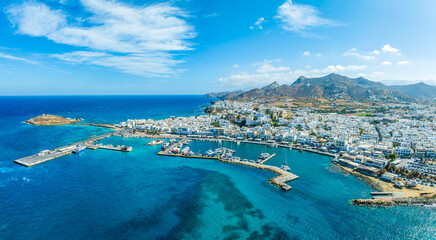 Obraz premium Aerial view of Naxos Chora, Cyclades archipelago, Greece