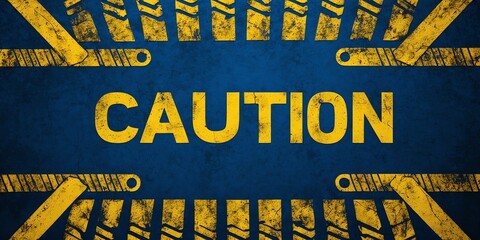 caution themed yellow line on a blue backdrop
