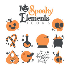Spooky Halloween icons Vector