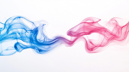 Obraz premium Smooth smoky pattern in raspberry and blue colors on a white background