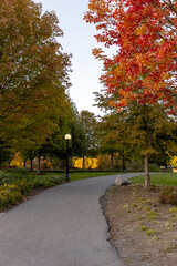 Major's Hill Park in downtown Ottawa, Canada, in autumn season with trees changing colors.