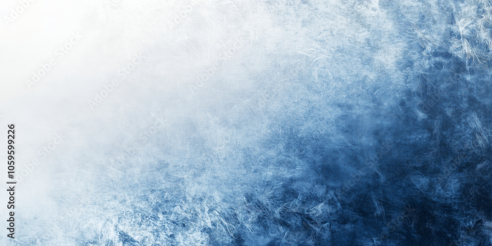 Poster an abstract gradient flowing from cool blue to light gray with white accents, overlaid with a grainy