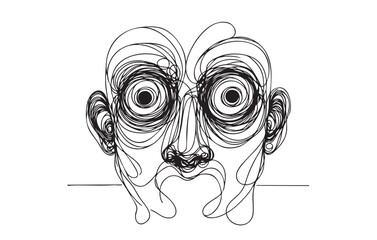 Fototapeta premium Man with bulging eyes. Monster sketch
