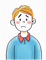 Obraz premium Illustration of a disheartened blonde child, conveying sadness and disillusionment, perfect for kids' artwork