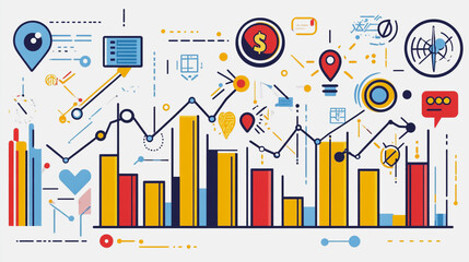 Fototapeta premium charts and graphs with statistics to innovative analyze business potential and forecast future development of companies growth.