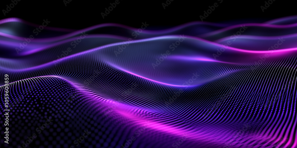Poster a grainy noise-textured background with deep purple and black gradients, creating a visually strikin