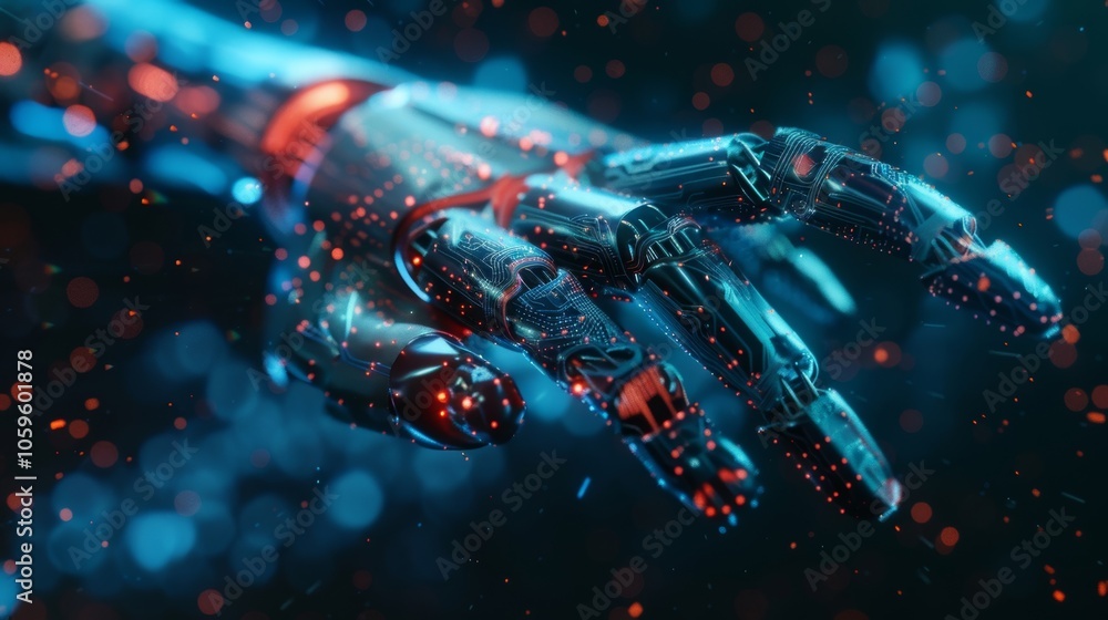 Poster a nanochip p in a prosthetic limb communicating with a 6g network to receive commands and mimic natu