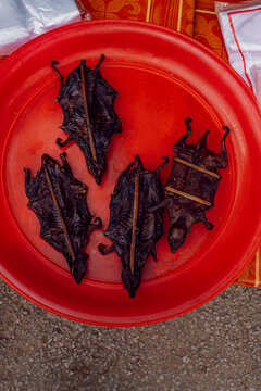 Barbecue rats at a street market