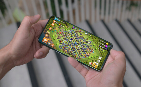 London, UK, 02.11.2024: Clash of Clans mobile game on the smartphone screen