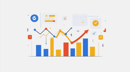 charts and graphs with statistics to innovative analyze business potential and forecast future development of companies growth.
