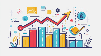 charts and graphs with statistics to innovative analyze business potential and forecast future development of companies growth.