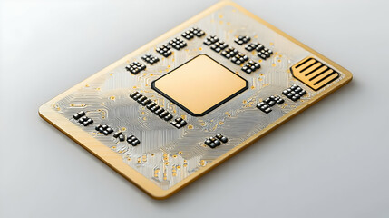 Gold Microchip Circuit Board Close Up - Realistic Image