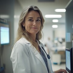 Fototapeta premium Female doc working at hospital.