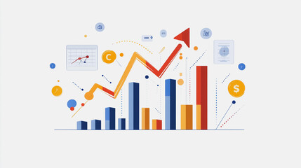 charts and graphs with statistics to innovative analyze business potential and forecast future development of companies growth.