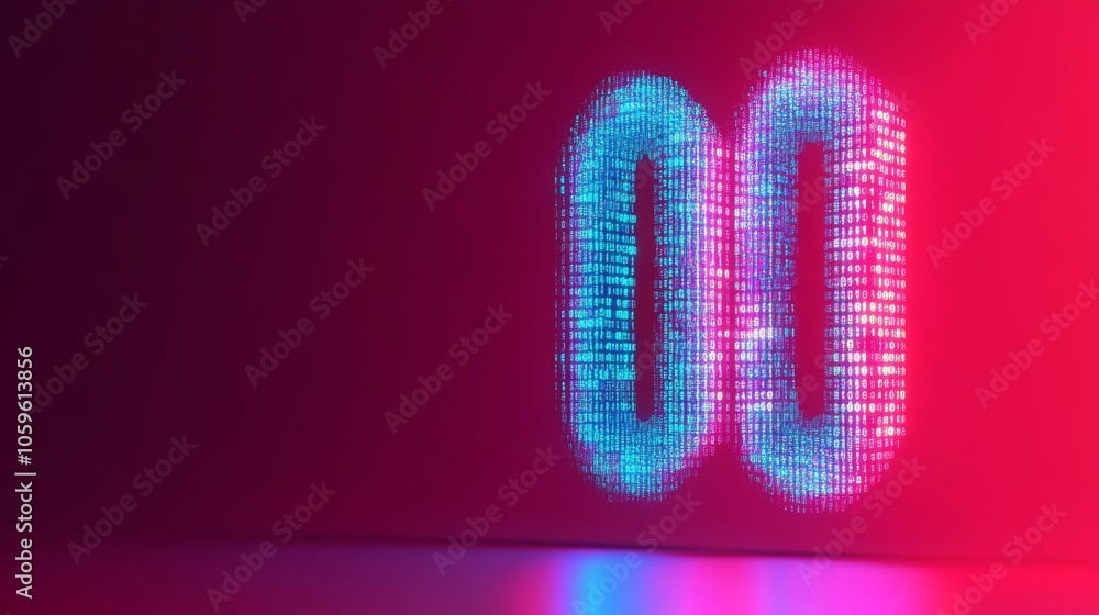 Aufkleber colorful abstract representation of digital elements with illuminated number formation in a vibrant 