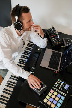 A composer at his workplace