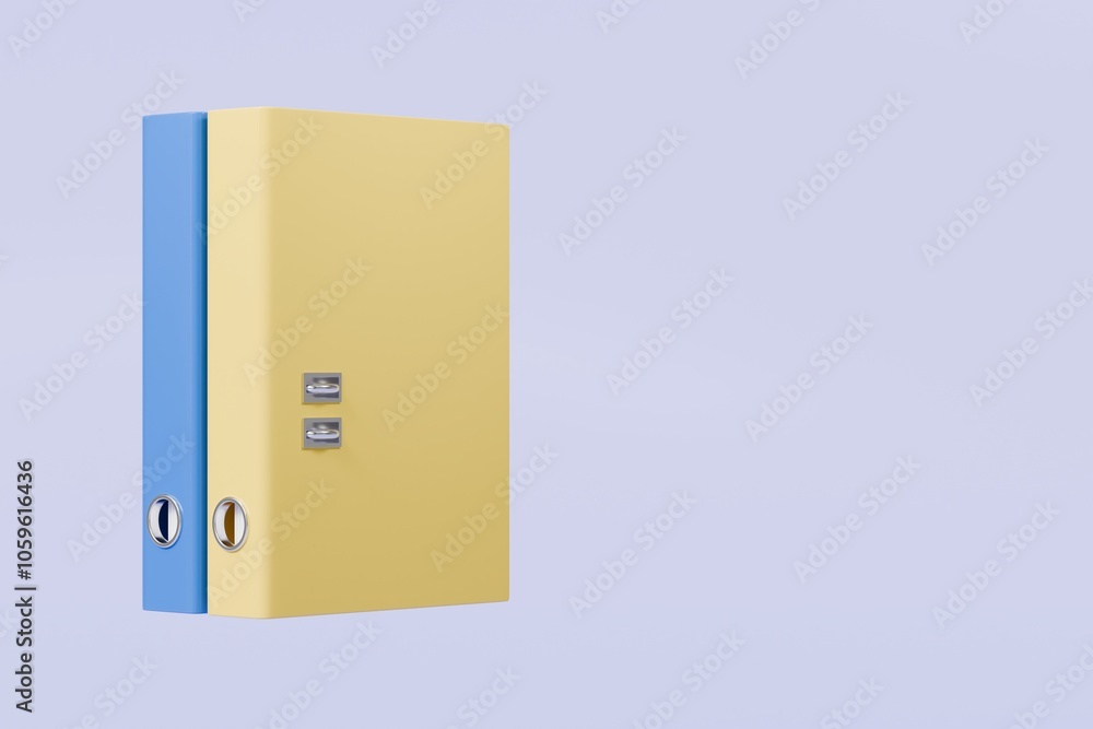 Poster 3d file folder with paper business icon. minimal binder file folder document icon. office equipment 