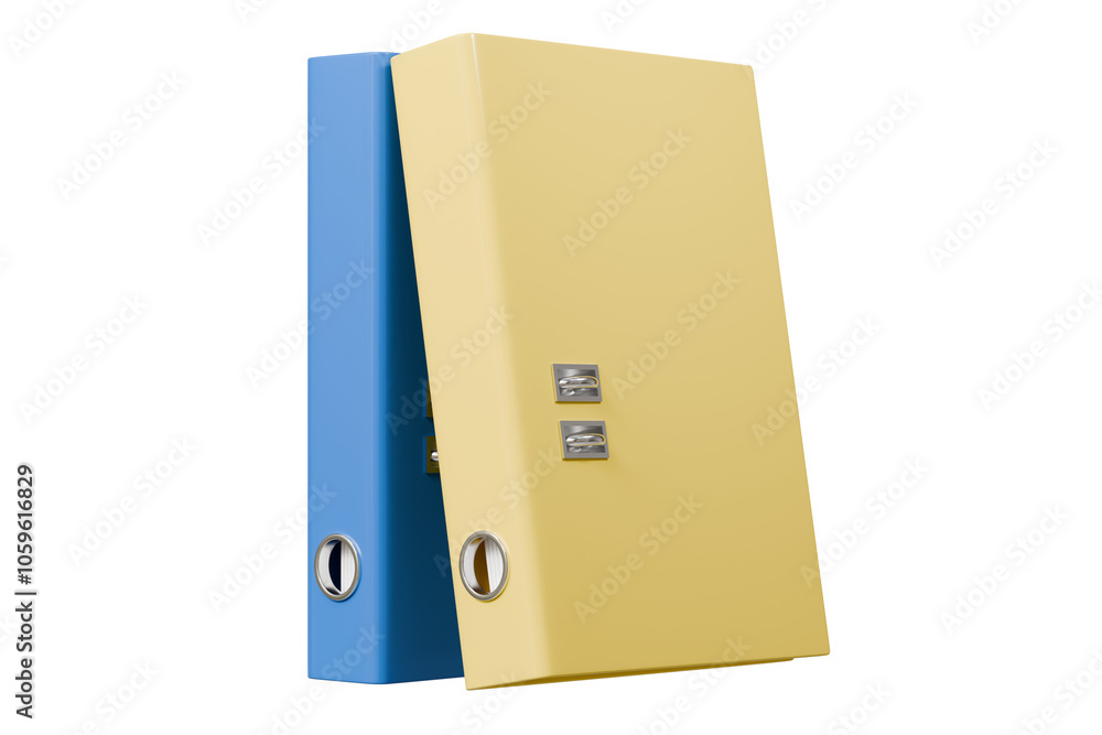 Poster 3d file folder with paper business icon. minimal binder file folder document icon. office equipment 