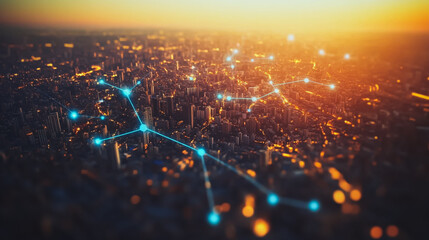 Obraz premium abstract professional business team people innovation connection of line from nail node to node on map background , networking concept