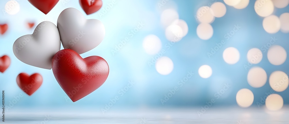 Aufkleber ethereal and delicate heart shapes gently floating along a soft gradient background creating an eleg