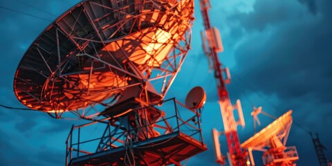 Large antenna used for radio astronomy observations. Includes reflectors, feeds and other essential equipment.