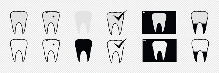 Tooth. Teeth. Line icons set. Dentist. Dental clinic logo. Clean teeth.