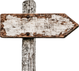 Aged wooden directional sign with rustic texture