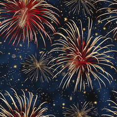 seamless background pattern of fireworks in the night sky at new years, independence day, 4th of July, Independence Day, Diwali