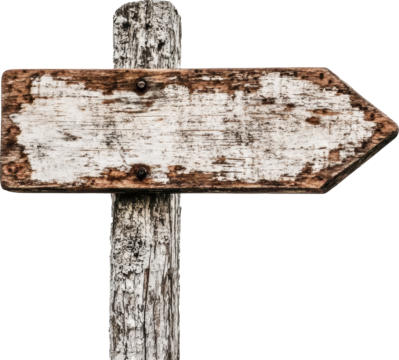 Aged wooden directional sign with rustic texture