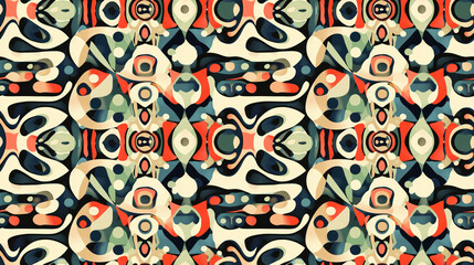 Fototapeta premium Seamless abstract pattern featuring unique designs with vibrant colors and shapes ideal for textile or wallpaper applications