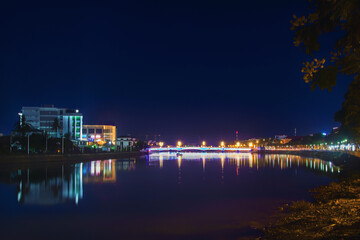 Fototapeta premium A corner of Long Xuyen city at night