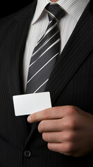 space for text held in his hand by a businessman. Business concept.
